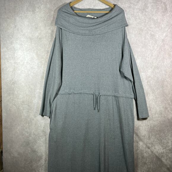 Soft Surroundings Sweater Maxi Dress Womens Size 1X Gray Cowl Neck Long Sleeve - Picture 1 of 13